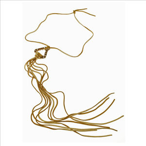 NWT Tan Leather Tie necklace on Brass Triangle USA